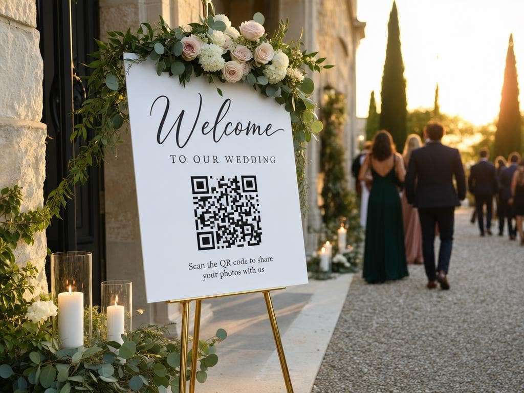 QR koda na welcome tabli ob vhodu na dogodek