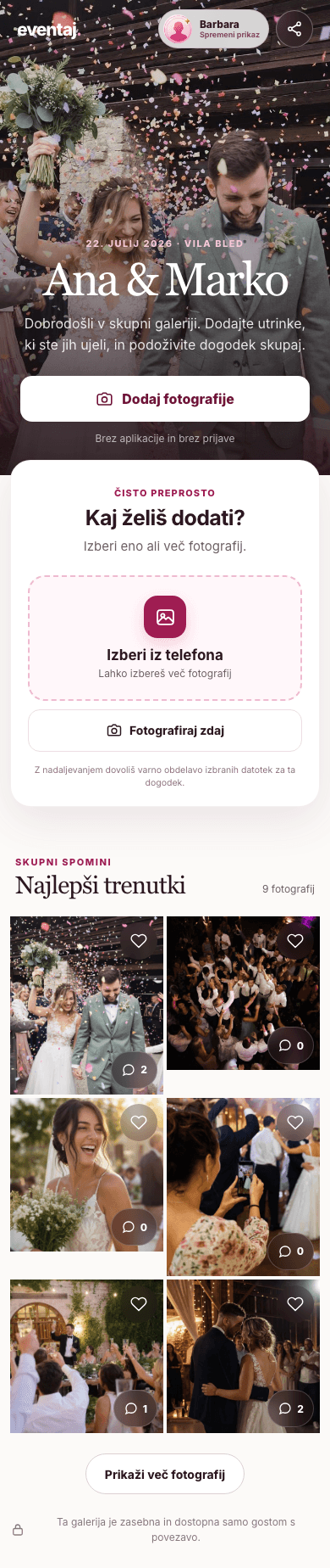 Galerija dogodka Ana in Marko na telefonu